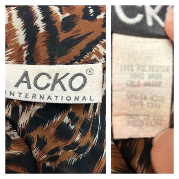 Vintage Sheer Leopard Animal Print Blouse Peplum Waist / Medium - Picture 4 of 4